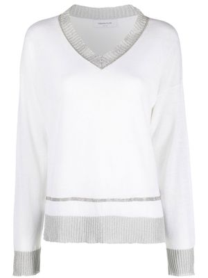 Fabiana Filippi pull en maille à col v - Blanc
