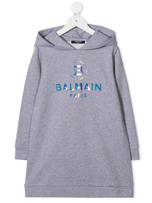 Balmain Kids robe à logo imprimé - Gris
