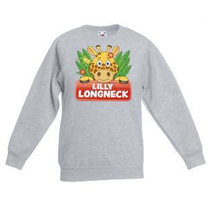 Giraffe dieren sweater grijs voor kinderen