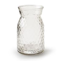 Bloemenvaas - helder bewerkt/transparant glas - H25 x D13.5 cm   - - thumbnail