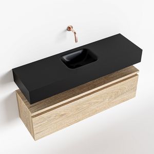 Toiletmeubel Mondiaz Andor | 100 cm | Meubelkleur Washed oak | Lex vrijhangend wastafel Urban Midden | Zonder kraangat