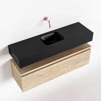 Toiletmeubel Mondiaz Andor | 100 cm | Meubelkleur Washed oak | Lex vrijhangend wastafel Urban Midden | Zonder kraangat
