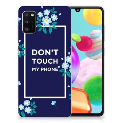 Samsung Galaxy A41 Silicone-hoesje Flowers Blue DTMP Samsung Galaxy A41 Silicone-hoesje Flowers Blue DTMP