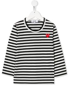 Comme Des Garçons Play Kids top rayé à logo - Blanc