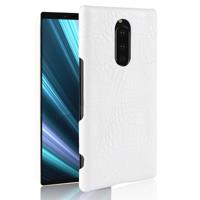 Shockproof Crocodile Texture PC + PU Case for Sony Xperia 1 (White)