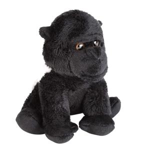 Ravensden pluche knuffel dier Gorilla aap - zwart - 15 cm - Speelgoed apen knuffelbeesten