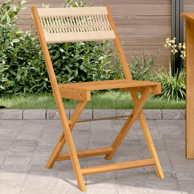 Bistrostoelen 2 st massief acaciahout en touw beige