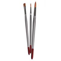 Rayher hobby Textielverf penselen - set van 3x stuks - houten steel - plat/rond - diverse maten