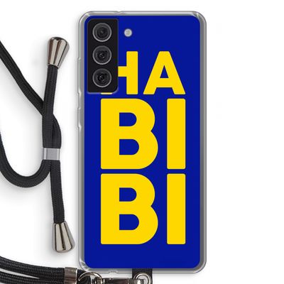 Habibi Blue: Samsung Galaxy S21 FE Transparant Hoesje met koord