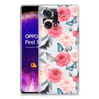 OPPO Find X5 TPU Case Butterfly Roses - thumbnail
