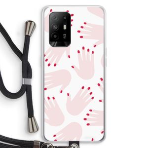 Hands pink: Oppo A95 5G Transparant Hoesje met koord