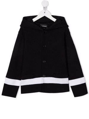 Emporio Armani Kids cardigan rayé à capuche - Bleu