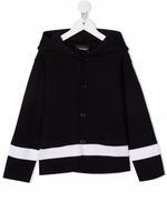 Emporio Armani Kids cardigan rayé à capuche - Bleu