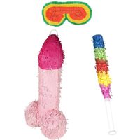 Verjaardag Pinata Penis/piemel van 46 x 30 cm - set met stok en masker - thumbnail