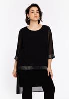 Yoek Jurk met kralen CHIFFON | Zwart | Maat 42/44