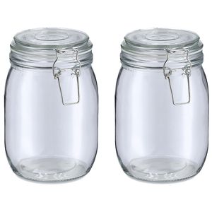 Weckpot/inmaakpot Alfie - 2x - 1L - glas - beugelsluiting - D11 x H17 cm