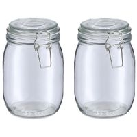 Weckpot/inmaakpot Alfie - 2x - 1L - glas - beugelsluiting - D11 x H17 cm