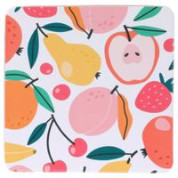Onderzetters voor glazen - 6x - tropical fruit - wit - hout - 10 x 10 cm Onderzetters voor glazen - 6x - tropical fruit - wit - hout - 10 x 10 cm