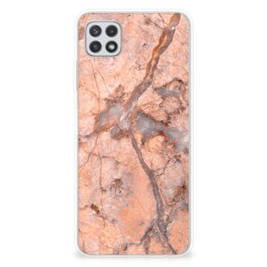 Samsung Galaxy A22 5G TPU Siliconen Hoesje Marmer Oranje