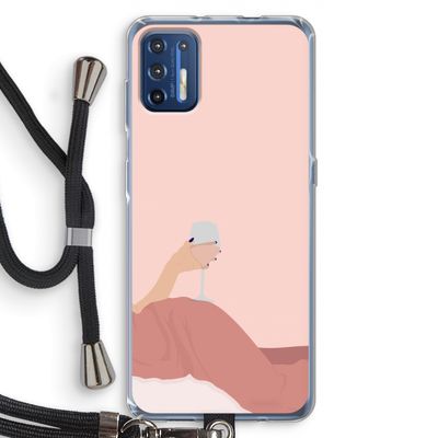 Wine: Motorola Moto G9 Plus Transparant Hoesje met koord