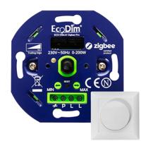 Smart LED Dimmer Zigbee Inbouw - 0-250W - Geschikt voor fase aan- en afsnijding - Incl. wit frame en draaiknop - Min./Max. Instelbaar - ECO-DIM.07.Zigbee