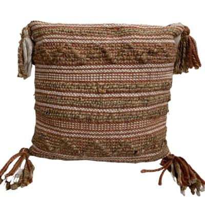 Kussen Naturel Jute Wol Cognac