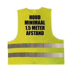 Houd 1,5 meter afstand vestje / hesje geel met reflecterende strepen voor volwassenen