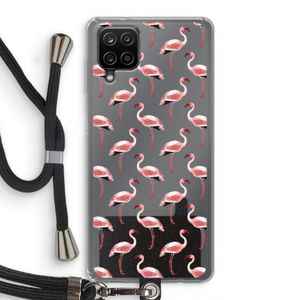 Flamingoprint groen: Samsung Galaxy A12 Transparant Hoesje met koord