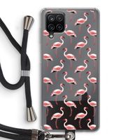 Flamingoprint groen: Samsung Galaxy A12 Transparant Hoesje met koord