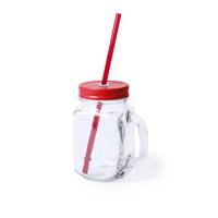 Mason Jar drinkbekers - glas - dop oranje met rietje - 500 ml - afsluitbaar - fruit shakes