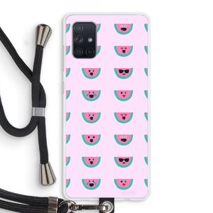 Smiley watermeloenprint: Samsung Galaxy A71 Transparant Hoesje met koord