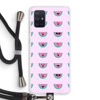 Smiley watermeloenprint: Samsung Galaxy A71 Transparant Hoesje met koord Smiley watermeloenprint: Samsung Galaxy A71 Transparant Hoesje met koord