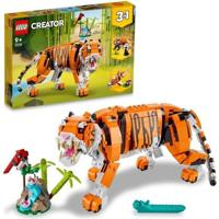 LEGO 31129 Creator 3-in-1 Hare Majesteit de Tijger, Dierenspeelgoed voor meisjes en jongens vanaf 9 jaar, Panda, Vis minifiguren