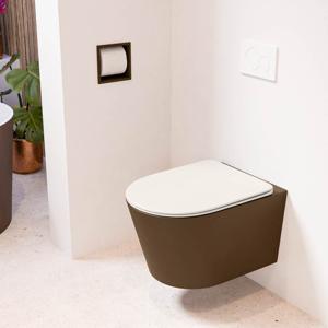 Wandcloset Mondiaz Lavie | Zonder spoelrand | Incl.Toiletzitting-Linen | Keramiek | Rust (bruin)