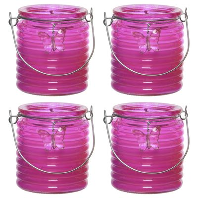 Citronella kaars - 10x - in windlicht - roze - 20 branduren - citrusgeur