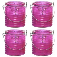 Citronella kaars - 10x - in windlicht - roze - 20 branduren - citrusgeur