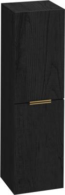 Saqu Lima halfhoge kast met messing greep 35x32x120cm eiken zwart