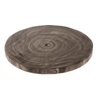 Kaarsenbord/decoratie dienblad - houten boomschijf donker - D26 x H3 cm - rond - tafeldecoratie scha