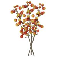 Kunstbloem fruit tak met appels - 3x - 66 cm - rood/groen - Kunst zijdebloemen - thumbnail