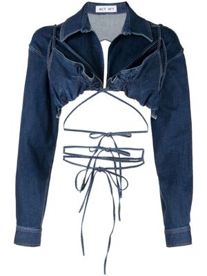 ACT Nº1 blouse en jean à coupe crop - Bleu