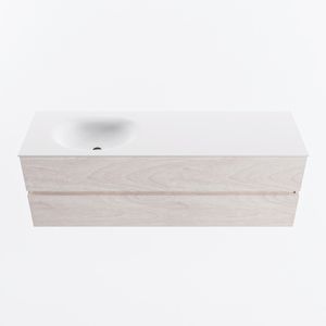 MONDIAZ VICA 150cm badmeubel onderkast Underlayment 2 lades. Wastafel MOON links zonder kraangat, kleur Talc.