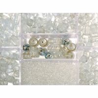 Transparante glaskralen in opbergdoos 115 gram hobbymateriaal   -