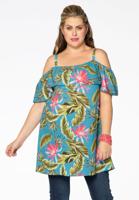 Yoek Tunic off shoulder HAWAII | Multi | Maat 50/52