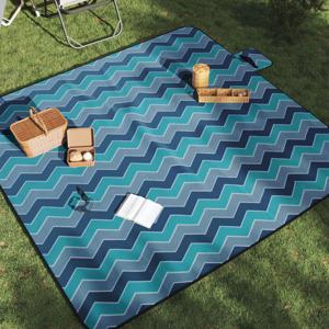 Picknickkleed opvouwbaar golven 200x200 cm fluweel blauw