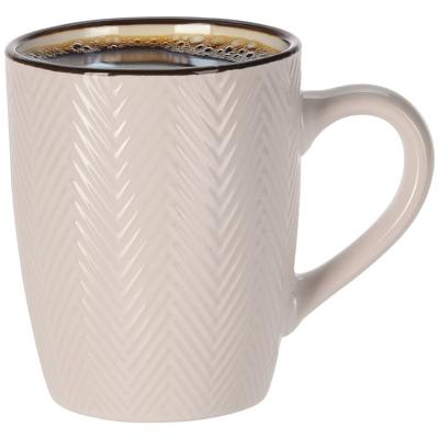 Siaki Koffiemok/theemok - Fishbone - beige - 370 ml - mokken - keramiek