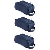 Schoenentas/reistas - 3x stuks - donkerblauw - 9 liter - 35 x 18 x 16 cm - nylon 420D