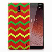 Nokia 1 Plus | TPU bumper | Zigzag Groen