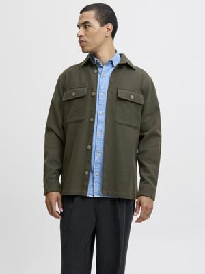 J-j Premium Jprrayle Melange Solid L/s Overshirt Sn Overshirt Peat