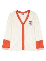 Kenzo Kids cardigan en maille torsadée à patch logo - Blanc