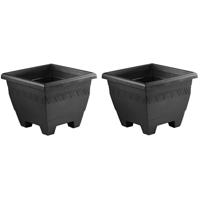 Hega Hogar Plantenbak - 3x - antraciet - vierkant - 40 cm - bloempot